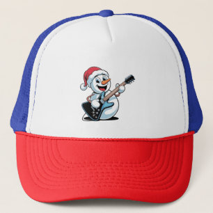 Snowman Playing Electric Guitar Weihnachten Truckerkappe