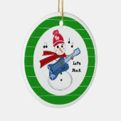 Snowman Playing Electric Rock Guitar Keramikornament (Rechts)