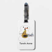 Snowman Playing Saxophone Niedlich Personalize Gepäckanhänger (Rückseite vertikal)