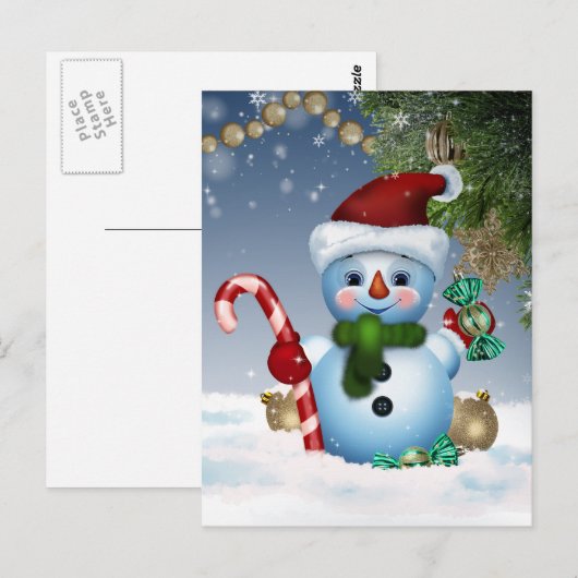 Snowman Postkarte (Vorne/Hinten)