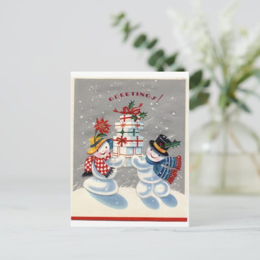 Snowman Postkarte (Stehend Vorderseite)