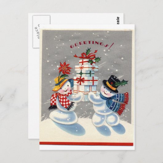 Snowman Postkarte (Vorne/Hinten)