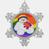 Snowman Pride Schneeflocken Zinn-Ornament (Vorderseite)