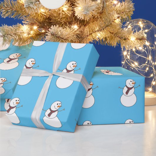 Snowman Print Blue Wrapping Paper für Weihnachten Geschenkpapier (Feiertage)