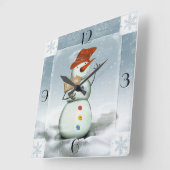 Snowman Quadratische Wanduhr (Winkel)