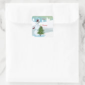 Snowman Quadratischer Aufkleber (Tasche)