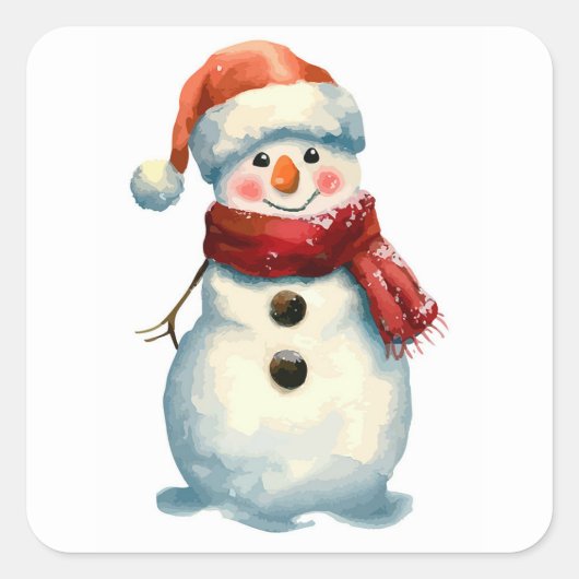Snowman Quadratischer Aufkleber (Vorderseite)