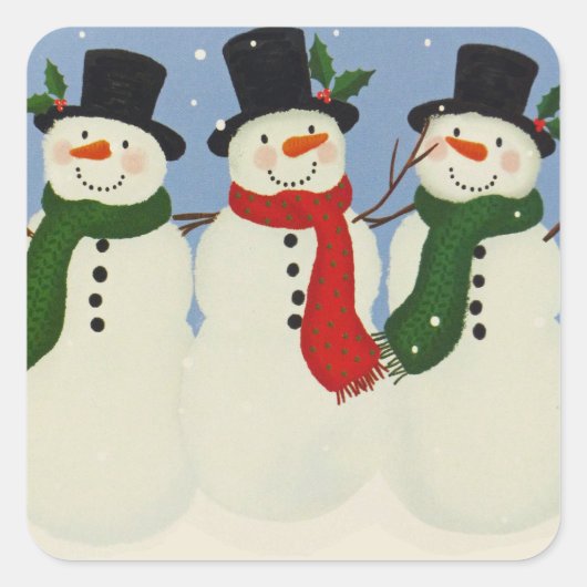 Snowman Quadratischer Aufkleber (Vorderseite)