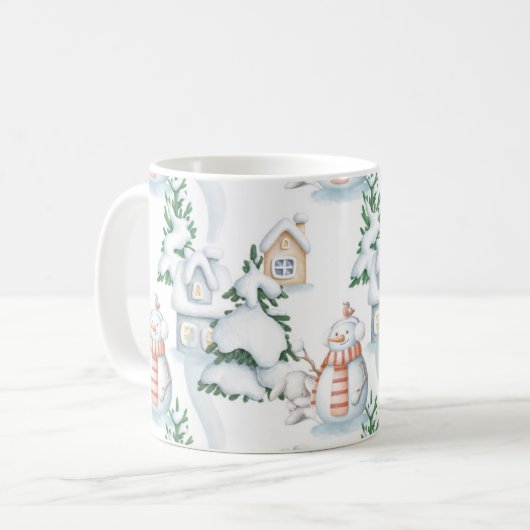 Snowman Rabbit Tree Snow House Kaffeetasse (Vorderseite Links)