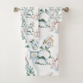 Snowman Rabbit Tree Snow House Weihnachten Badhandtuch Set (Insitu)