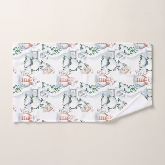 Snowman Rabbit Tree Snow House Weihnachten Badhandtuch Set (Handtuch)