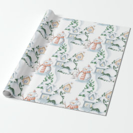 Snowman Rabbit Tree Snow House Weihnachten Geschenkpapier