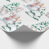 Snowman Rabbits Bäume Schnee Wasserfarbe Weihnacht Geschenkpapier (Ecke)