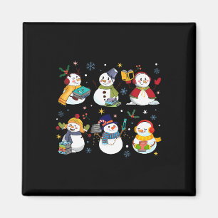 Snowman Reading Books Lehrer Weihnachts-Bibliothek Magnet