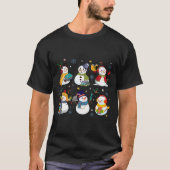 Snowman Reading Books Lehrer Weihnachts-Bibliothek T-Shirt (Vorderseite)