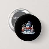 Snowman Reading Books Lovers Librarian Bookworm Ch Button (Vorne & Hinten)
