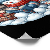 Snowman Reading Books Lovers Librarian Bookworm Ch Poster (Ecke)