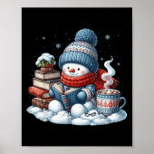 Snowman Reading Books Lovers Librarian Bookworm Ch Poster (Vorne)