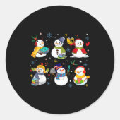 Snowman Reading Books Teacher Christmas Librarian Runder Aufkleber (Vorderseite)