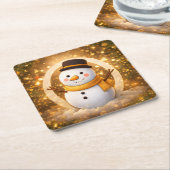 Snowman Rechteckiger Pappuntersetzer (angewinkelt)