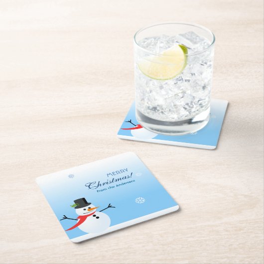 Snowman Rechteckiger Pappuntersetzer (Vor Ort)