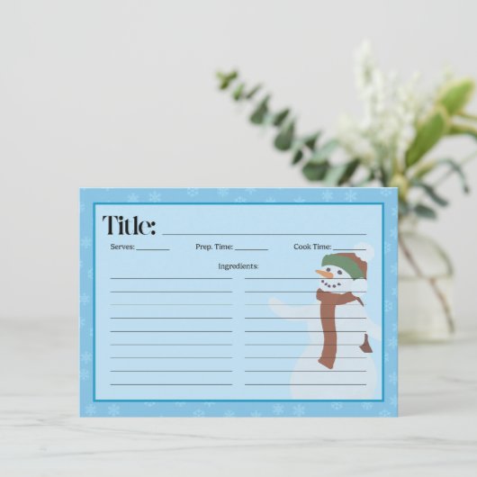 Snowman Recipe Card Save The Date (Stehend Vorderseite)