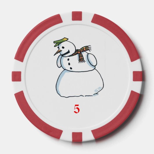 Snowman Red 5 Strip Poker Chip (Vorderseite)