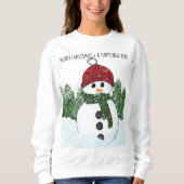 Snowman Red Beanie Ugly Christmas Black Typografy Sweatshirt (Vorderseite)