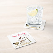 Snowman Red Bird Tree Sleigh Rides Paper Untersetz Rechteckiger Pappuntersetzer (Vor Ort)