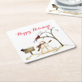 Snowman Red Bird Tree Sleigh Rides Paper Untersetz Rechteckiger Pappuntersetzer (angewinkelt)