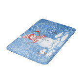 Snowman Red Bird Weihnachtsbad Badematte (Schrägansicht)