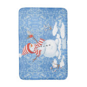 Snowman Red Bird Weihnachtsbad Badematte (Vorderseite Vertikal)