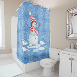Snowman Red Bird Weihnachtsbad Tube Dusche Cur Duschvorhang
