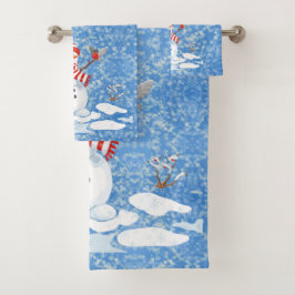 Snowman & Red Bird Weihnachtsgast Bad Bath T Badhandtuch Set