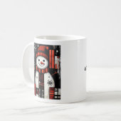 Snowman Red, Black & White Holiday Cheer Kaffeetasse (Vorderseite Links)