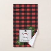 Snowman Red Buffalo Kariert Handtuch Set (Handtuch)