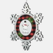 Snowman Red Buffalo Kariert Snowflake Ornament (Rechts)