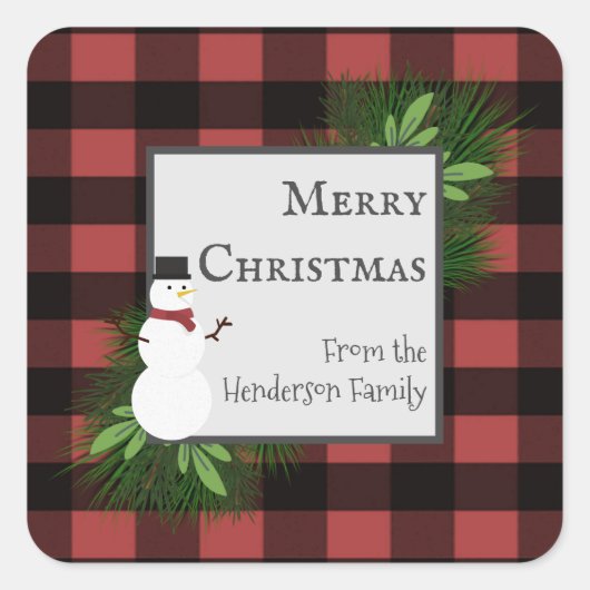 Snowman Red Buffalo Kariert Sticker (Vorderseite)