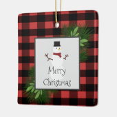 Snowman Red Buffalo Karierte Keramik Ornament (Links)