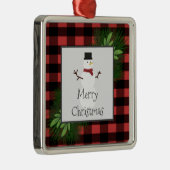 Snowman Red Buffalo Karierte Keramik Ornament (Rechts)