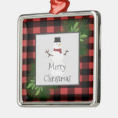 Snowman Red Buffalo Karierte Keramik Ornament (Links)