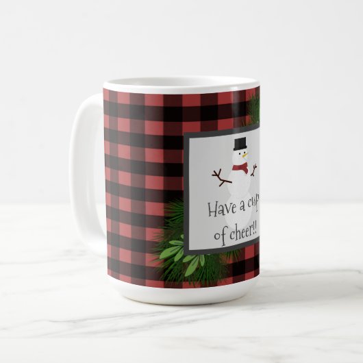 Snowman Red Buffalo Karierte Tasse (Vorderseite Links)