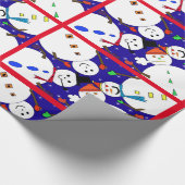 Snowman Red Christmas Wrapping Paper Geschenkpapier (Ecke)