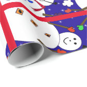 Snowman Red Christmas Wrapping Paper Geschenkpapier (Rolleneckpunkt)