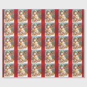 Snowman Red Christmas Wrapping Papper Geschenkpapier (Flach)