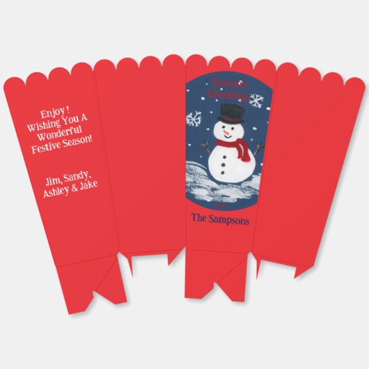 Snowman Red PERSONALIZE Cookie Popcorn Box Geschenkschachtel (Ungeklappt)