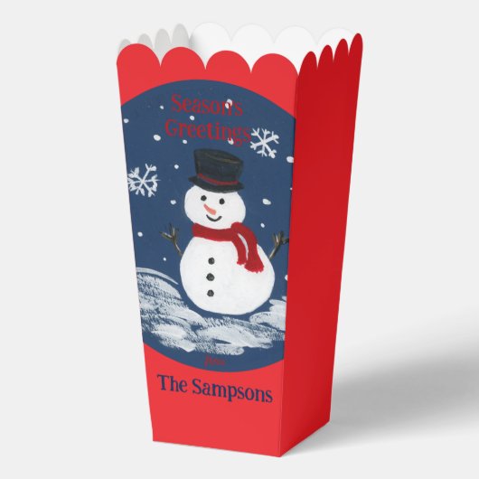Snowman Red PERSONALIZE Cookie Popcorn Box Geschenkschachtel (Vorderseite)