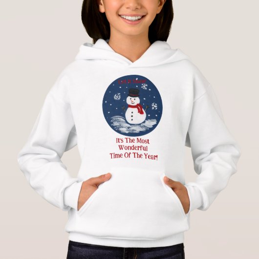 Snowman Red PERSONALIZE Hoodie (Vorderseite)