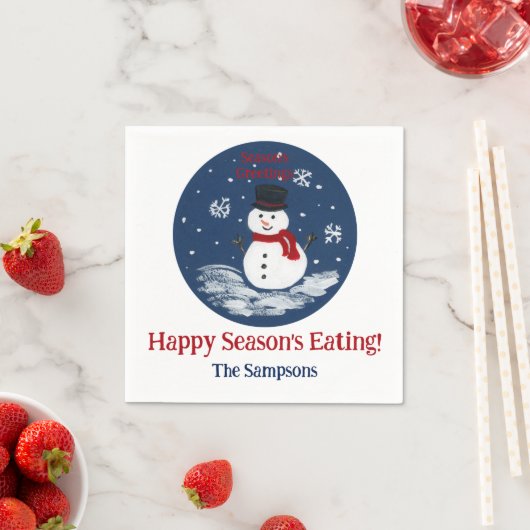 Snowman Red PERSONALIZE Serviette (Beispiel)