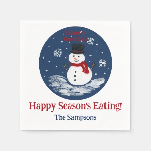 Snowman Red PERSONALIZE Serviette (Vorderseite)